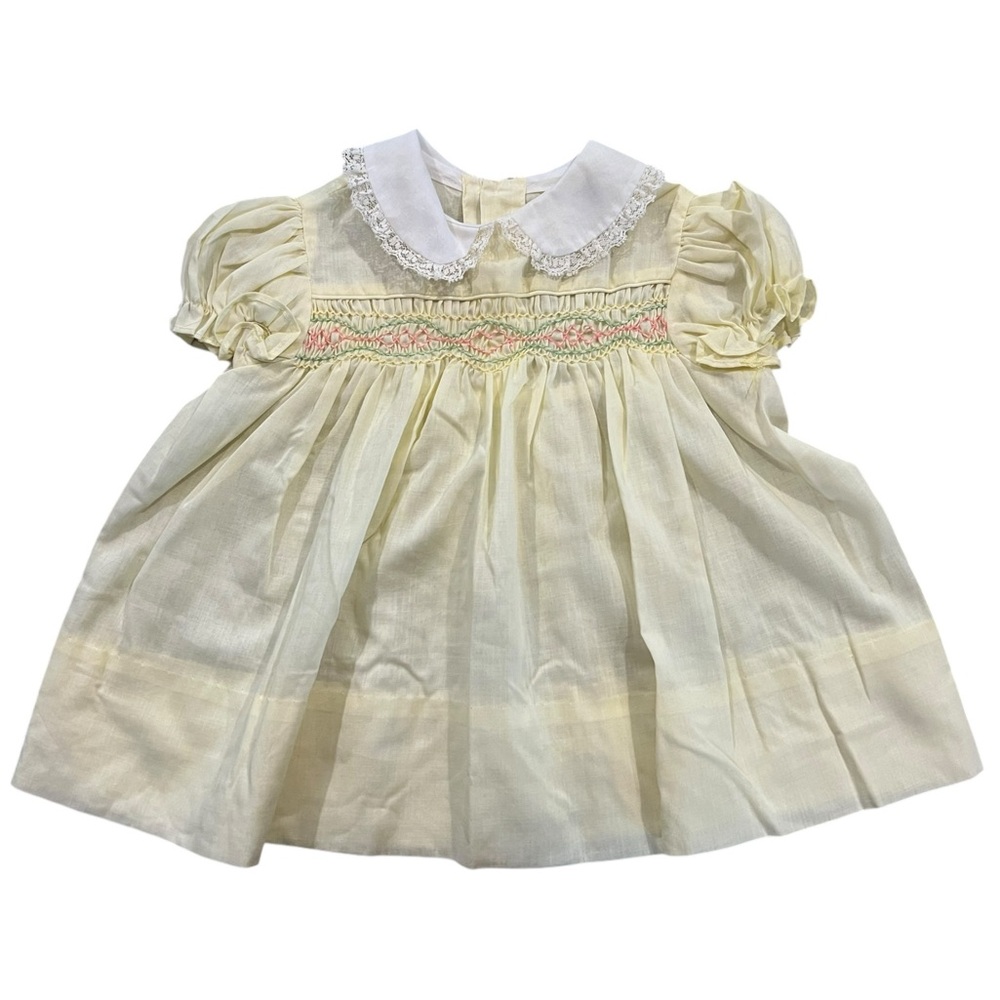 Polly Flinders Hand Smocked Yellow and White Dress